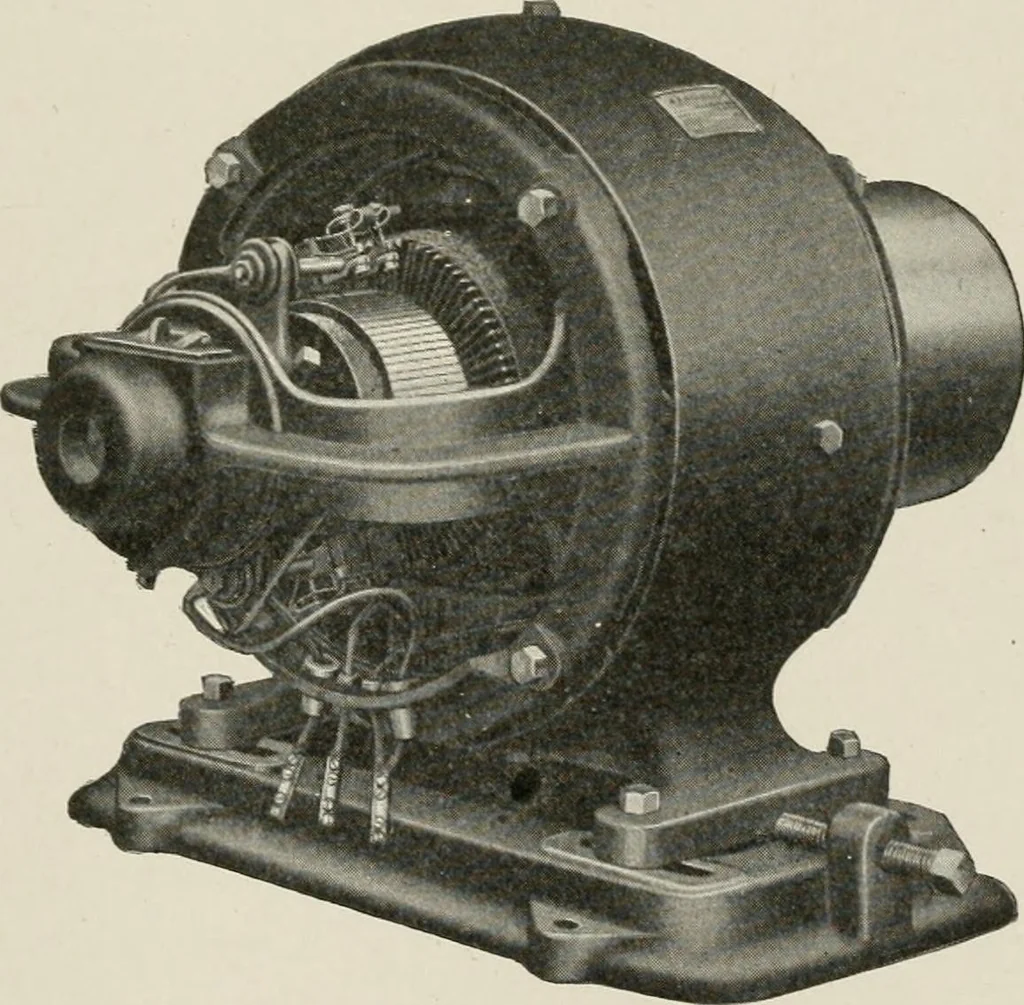 An illustration from Cyclopedia of applied electricity : a general reference work on direct-current generators and motors, storage batteries, electrochemistry, welding, electric wiring, meters, electric lighting, electric railways, power stations, switchboards, power transmission, alternating-current machinery, telegraphy, etc., 1916, leaf 359
