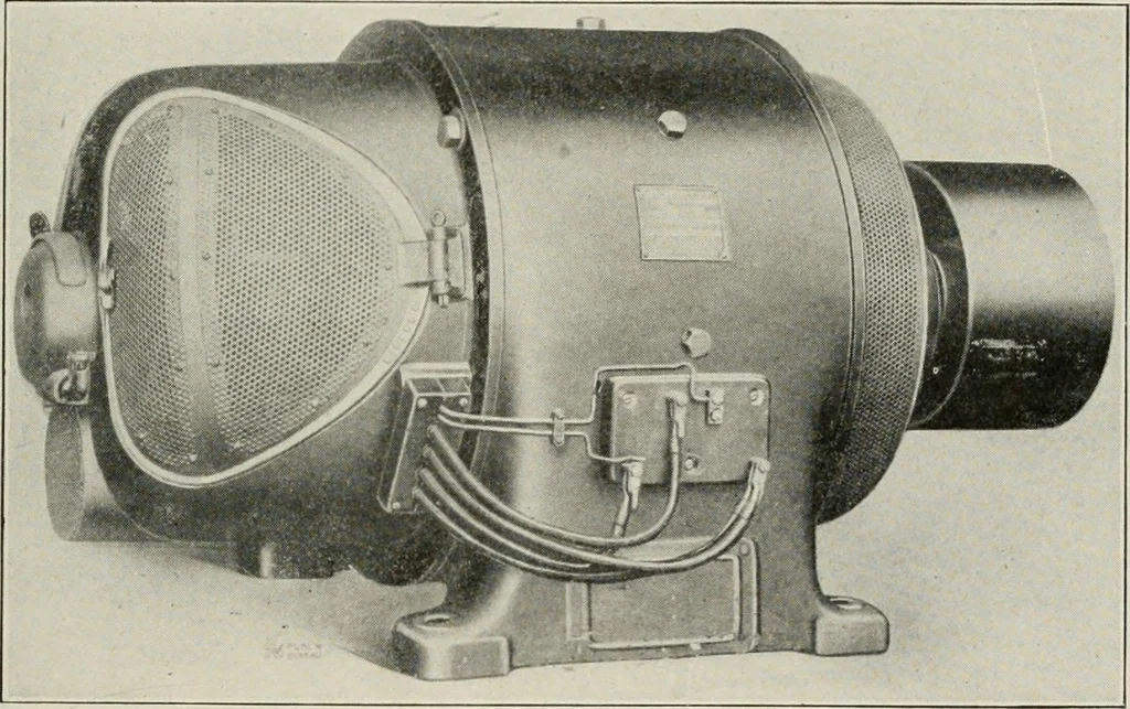 An illustration from Cyclopedia of applied electricity : a general reference work on direct-current generators and motors, storage batteries, electrochemistry, welding, electric wiring, meters, electric lighting, electric railways, power stations, switchboards, power transmission, alternating-current machinery, telegraphy, etc., 1916, leaf 361