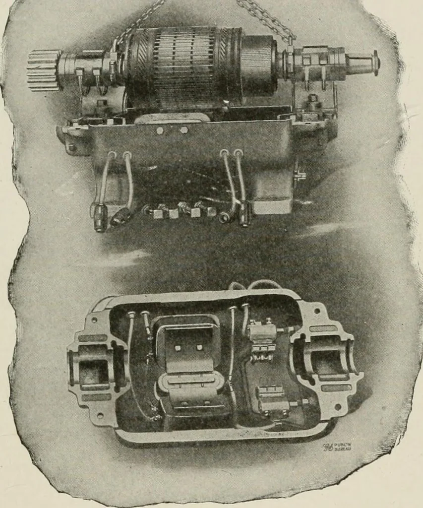An illustration from Cyclopedia of applied electricity : a general reference work on direct-current generators and motors, storage batteries, electrochemistry, welding, electric wiring, meters, electric lighting, electric railways, power stations, switchboards, power transmission, alternating-current machinery, telegraphy, etc., 1916, leaf 363