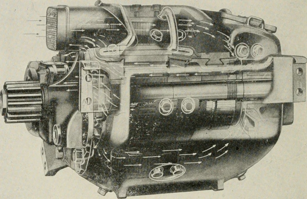 An illustration from Cyclopedia of applied electricity : a general reference work on direct-current generators and motors, storage batteries, electrochemistry, welding, electric wiring, meters, electric lighting, electric railways, power stations, switchboards, power transmission, alternating-current machinery, telegraphy, etc., 1916, leaf 364