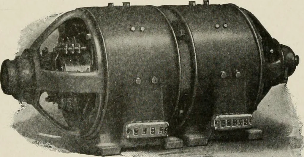 An illustration from Cyclopedia of applied electricity : a general reference work on direct-current generators and motors, storage batteries, electrochemistry, welding, electric wiring, meters, electric lighting, electric railways, power stations, switchboards, power transmission, alternating-current machinery, telegraphy, etc., 1916, leaf 375