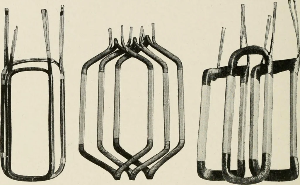 An illustration from Cyclopedia of applied electricity : a general reference work on direct-current generators and motors, storage batteries, electrochemistry, welding, electric wiring, meters, electric lighting, electric railways, power stations, switchboards, power transmission, alternating-current machinery, telegraphy, etc., 1916, leaf 386