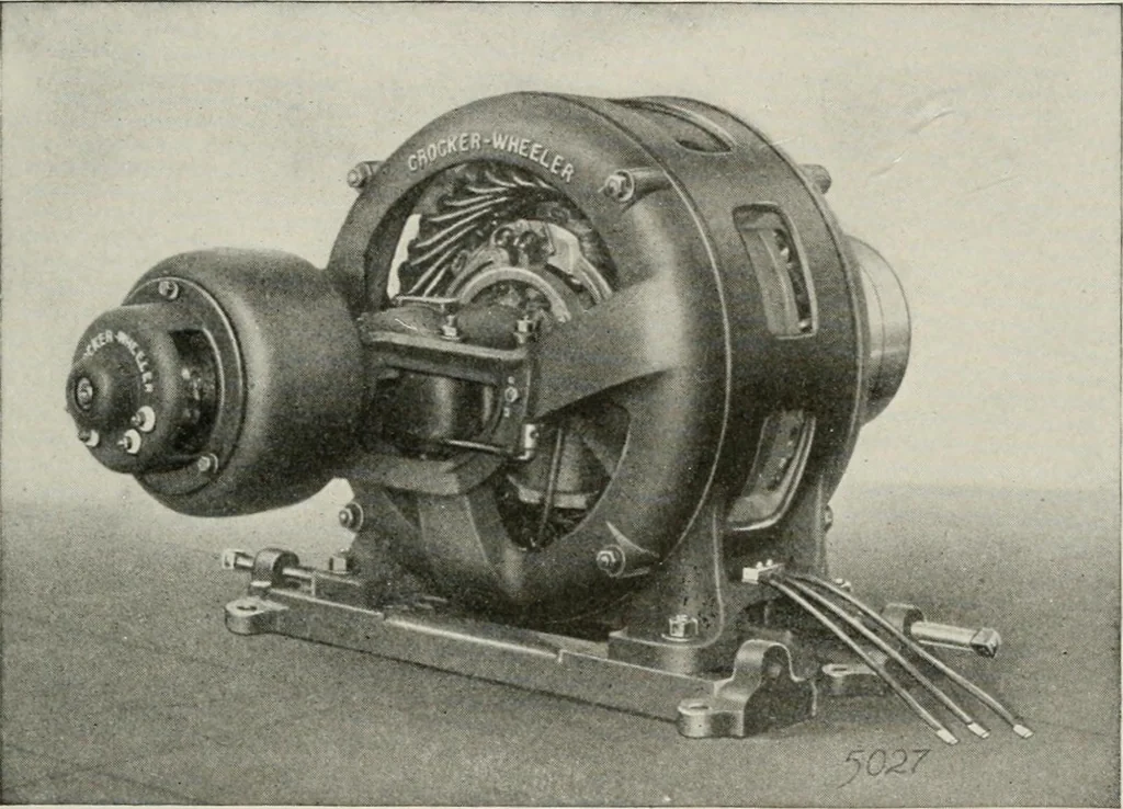 An illustration from Cyclopedia of applied electricity : a general reference work on direct-current generators and motors, storage batteries, electrochemistry, welding, electric wiring, meters, electric lighting, electric railways, power stations, switchboards, power transmission, alternating-current machinery, telegraphy, etc., 1916, leaf 389