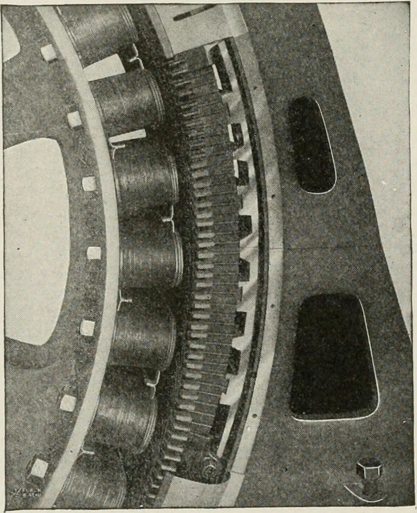 An illustration from Cyclopedia of applied electricity : a general reference work on direct-current generators and motors, storage batteries, electrochemistry, welding, electric wiring, meters, electric lighting, electric railways, power stations, switchboards, power transmission, alternating-current machinery, telegraphy, etc., 1916, leaf 397
