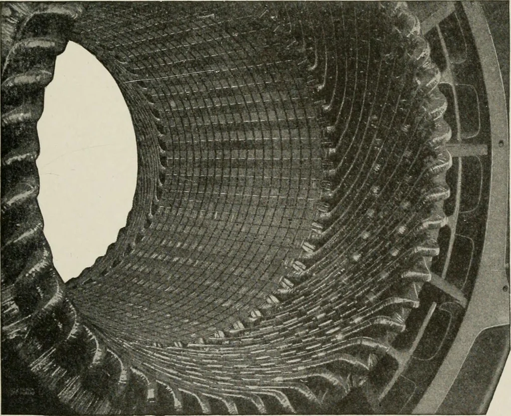 An illustration from Cyclopedia of applied electricity : a general reference work on direct-current generators and motors, storage batteries, electrochemistry, welding, electric wiring, meters, electric lighting, electric railways, power stations, switchboards, power transmission, alternating-current machinery, telegraphy, etc., 1916, leaf 403