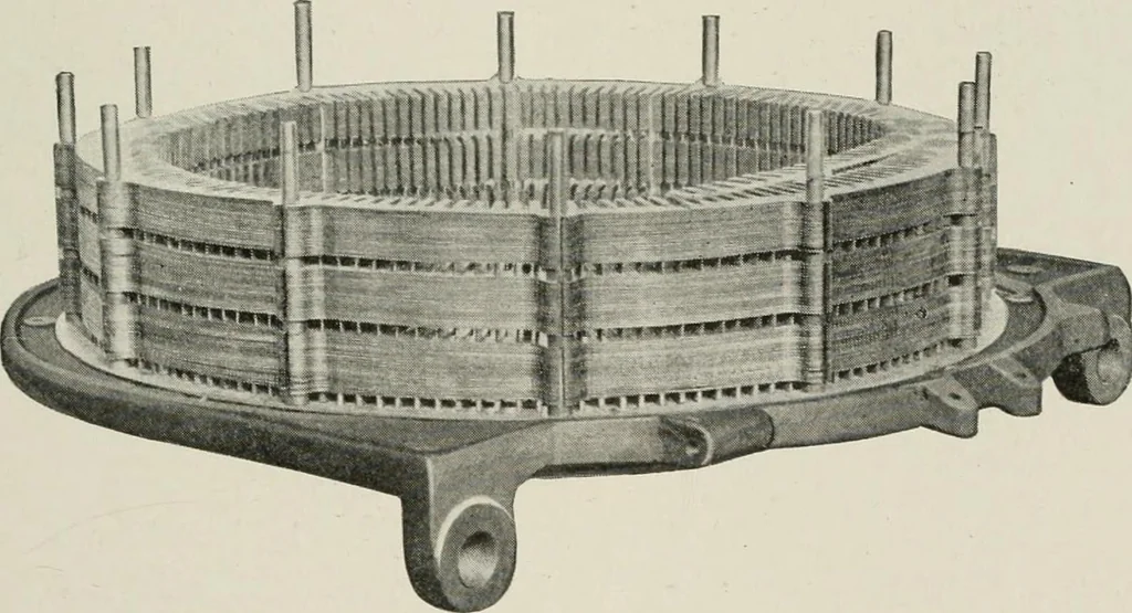 An illustration from Cyclopedia of applied electricity : a general reference work on direct-current generators and motors, storage batteries, electrochemistry, welding, electric wiring, meters, electric lighting, electric railways, power stations, switchboards, power transmission, alternating-current machinery, telegraphy, etc., 1916, leaf 405