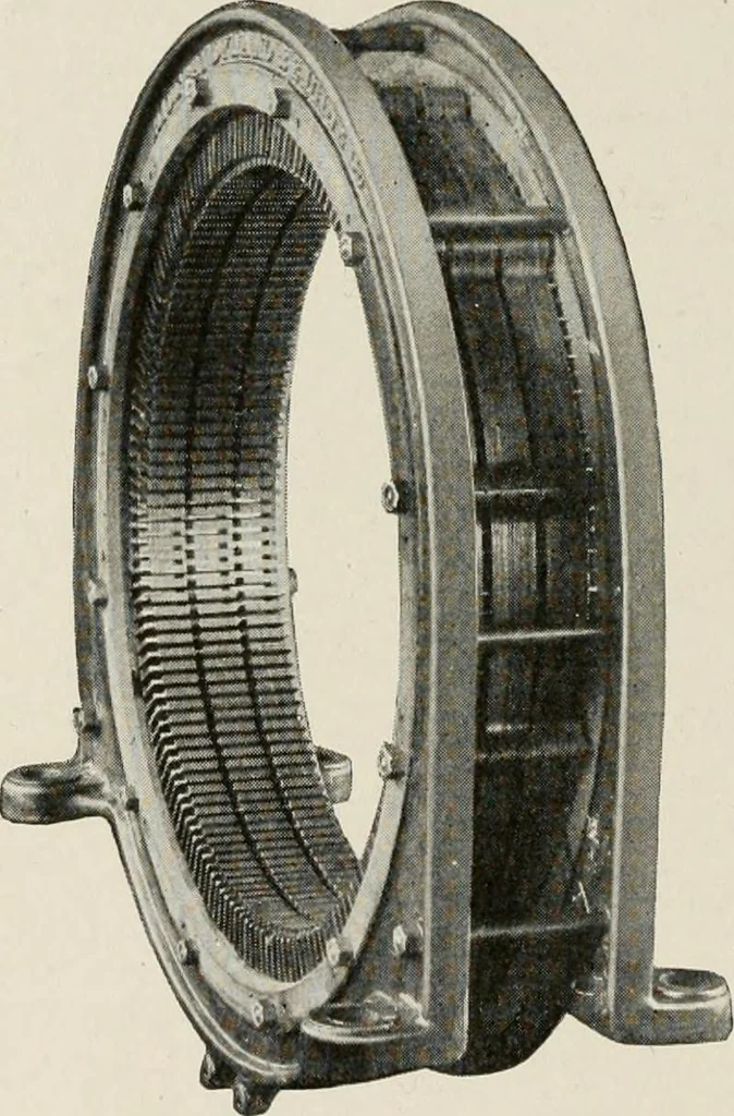 An illustration from Cyclopedia of applied electricity : a general reference work on direct-current generators and motors, storage batteries, electrochemistry, welding, electric wiring, meters, electric lighting, electric railways, power stations, switchboards, power transmission, alternating-current machinery, telegraphy, etc., 1916, leaf 406