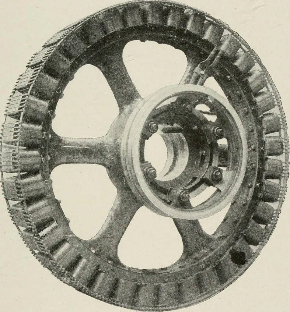 An illustration from Cyclopedia of applied electricity : a general reference work on direct-current generators and motors, storage batteries, electrochemistry, welding, electric wiring, meters, electric lighting, electric railways, power stations, switchboards, power transmission, alternating-current machinery, telegraphy, etc., 1916, leaf 413