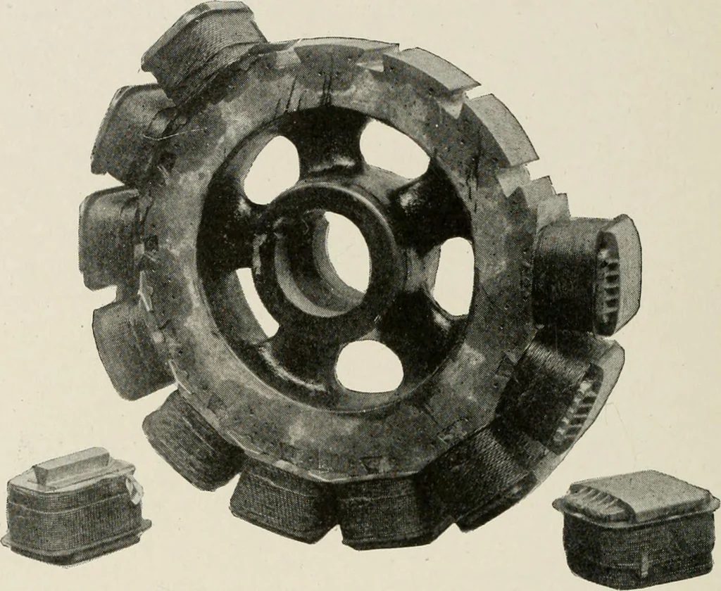 An illustration from Cyclopedia of applied electricity : a general reference work on direct-current generators and motors, storage batteries, electrochemistry, welding, electric wiring, meters, electric lighting, electric railways, power stations, switchboards, power transmission, alternating-current machinery, telegraphy, etc., 1916, leaf 414