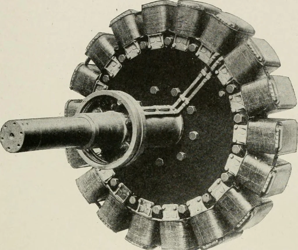An illustration from Cyclopedia of applied electricity : a general reference work on direct-current generators and motors, storage batteries, electrochemistry, welding, electric wiring, meters, electric lighting, electric railways, power stations, switchboards, power transmission, alternating-current machinery, telegraphy, etc., 1916, leaf 415