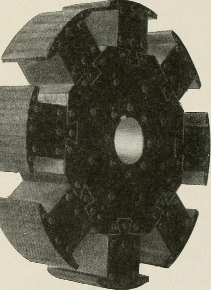 An illustration from Cyclopedia of applied electricity : a general reference work on direct-current generators and motors, storage batteries, electrochemistry, welding, electric wiring, meters, electric lighting, electric railways, power stations, switchboards, power transmission, alternating-current machinery, telegraphy, etc., 1916, leaf 415