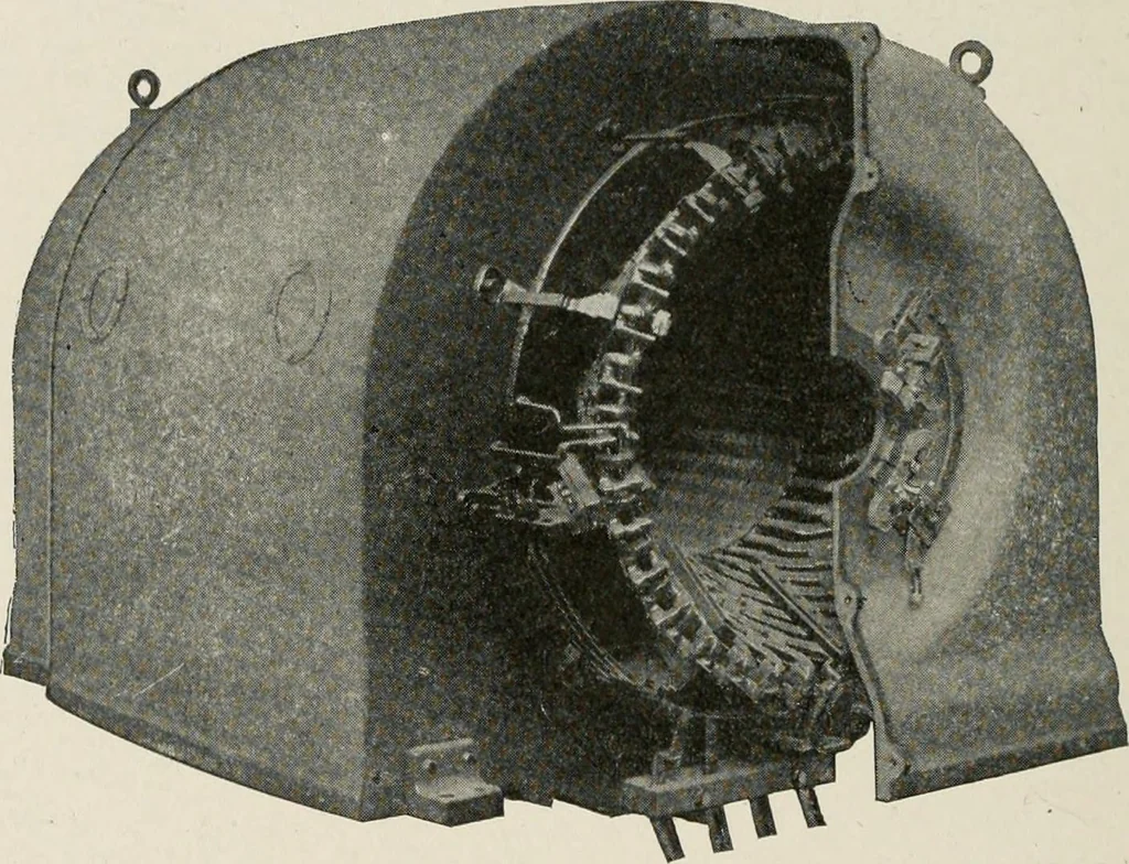 An illustration from Cyclopedia of applied electricity : a general reference work on direct-current generators and motors, storage batteries, electrochemistry, welding, electric wiring, meters, electric lighting, electric railways, power stations, switchboards, power transmission, alternating-current machinery, telegraphy, etc., 1916, leaf 416