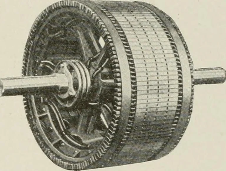 An illustration from Cyclopedia of applied electricity : a general reference work on direct-current generators and motors, storage batteries, electrochemistry, welding, electric wiring, meters, electric lighting, electric railways, power stations, switchboards, power transmission, alternating-current machinery, telegraphy, etc., 1916, leaf 421