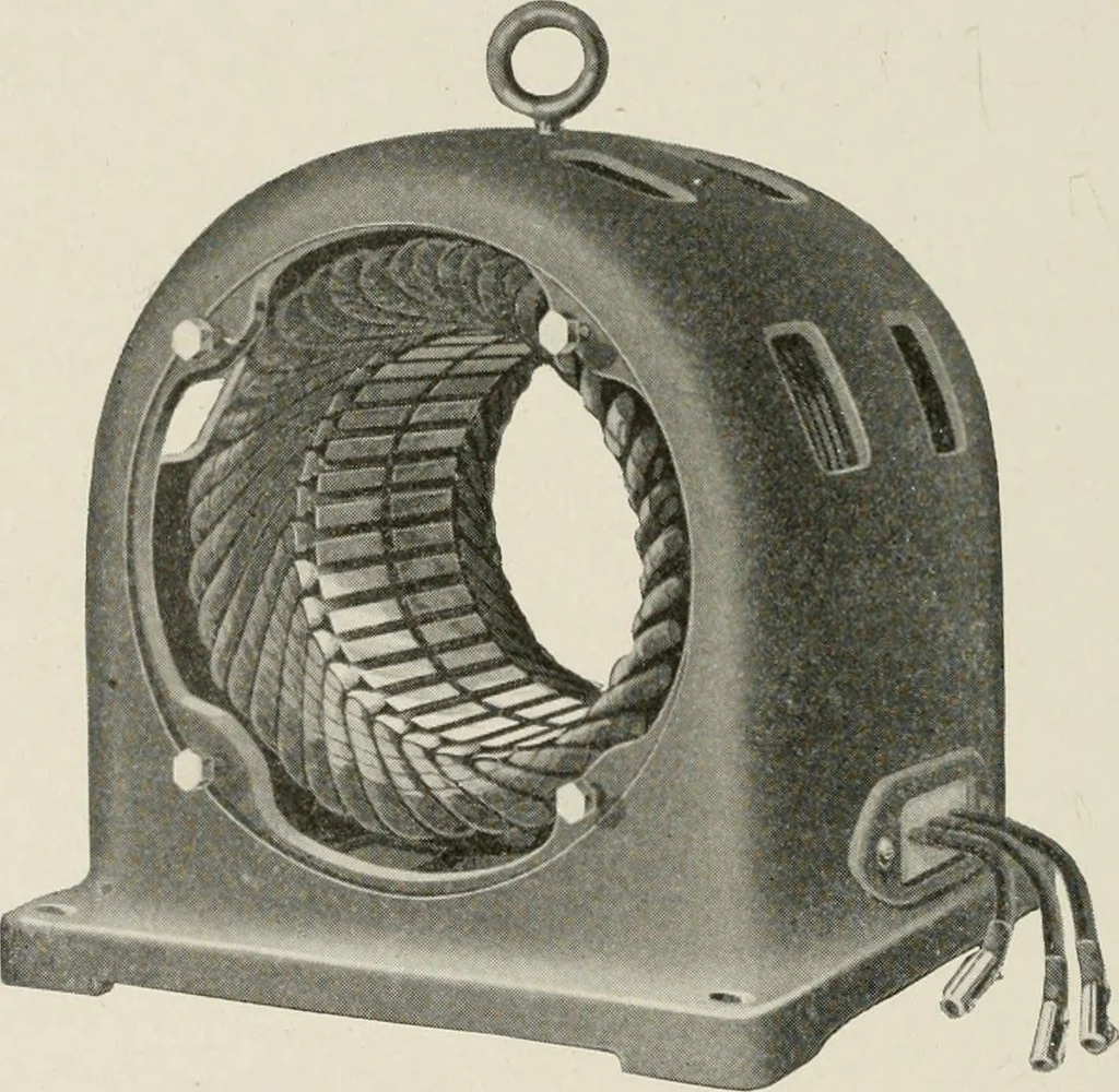 An illustration from Cyclopedia of applied electricity : a general reference work on direct-current generators and motors, storage batteries, electrochemistry, welding, electric wiring, meters, electric lighting, electric railways, power stations, switchboards, power transmission, alternating-current machinery, telegraphy, etc., 1916, leaf 424