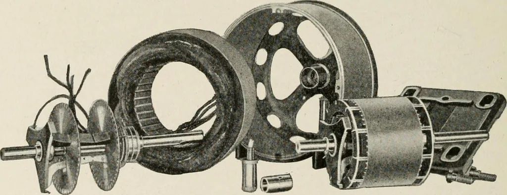 An illustration from Cyclopedia of applied electricity : a general reference work on direct-current generators and motors, storage batteries, electrochemistry, welding, electric wiring, meters, electric lighting, electric railways, power stations, switchboards, power transmission, alternating-current machinery, telegraphy, etc., 1916, leaf 426
