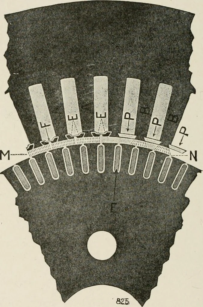 An illustration from Cyclopedia of applied electricity : a general reference work on direct-current generators and motors, storage batteries, electrochemistry, welding, electric wiring, meters, electric lighting, electric railways, power stations, switchboards, power transmission, alternating-current machinery, telegraphy, etc., 1916, leaf 430