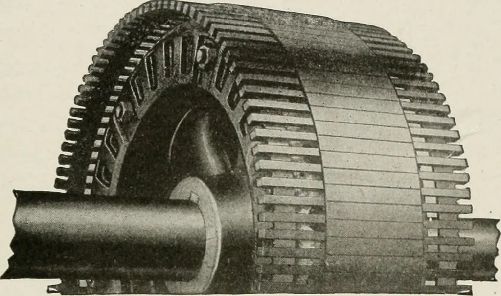 An illustration from Cyclopedia of applied electricity : a general reference work on direct-current generators and motors, storage batteries, electrochemistry, welding, electric wiring, meters, electric lighting, electric railways, power stations, switchboards, power transmission, alternating-current machinery, telegraphy, etc., 1916, leaf 435