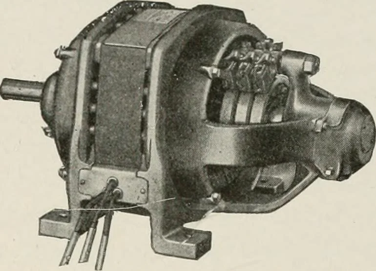 An illustration from Cyclopedia of applied electricity : a general reference work on direct-current generators and motors, storage batteries, electrochemistry, welding, electric wiring, meters, electric lighting, electric railways, power stations, switchboards, power transmission, alternating-current machinery, telegraphy, etc., 1916, leaf 437