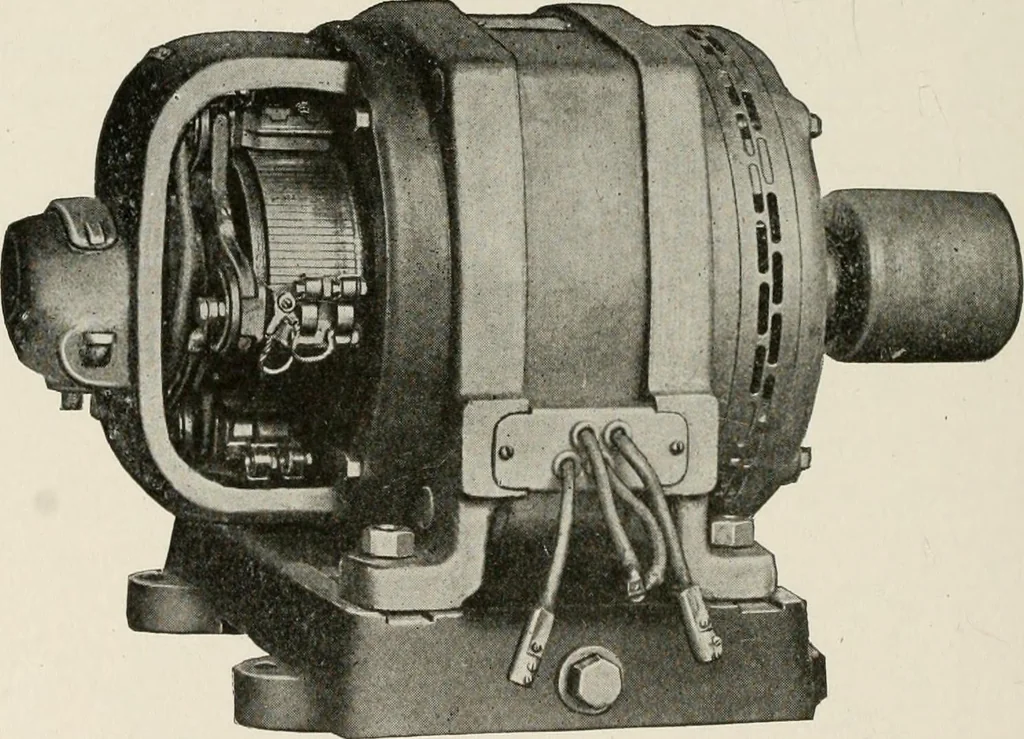 An illustration from Cyclopedia of applied electricity : a general reference work on direct-current generators and motors, storage batteries, electrochemistry, welding, electric wiring, meters, electric lighting, electric railways, power stations, switchboards, power transmission, alternating-current machinery, telegraphy, etc., 1916, leaf 438