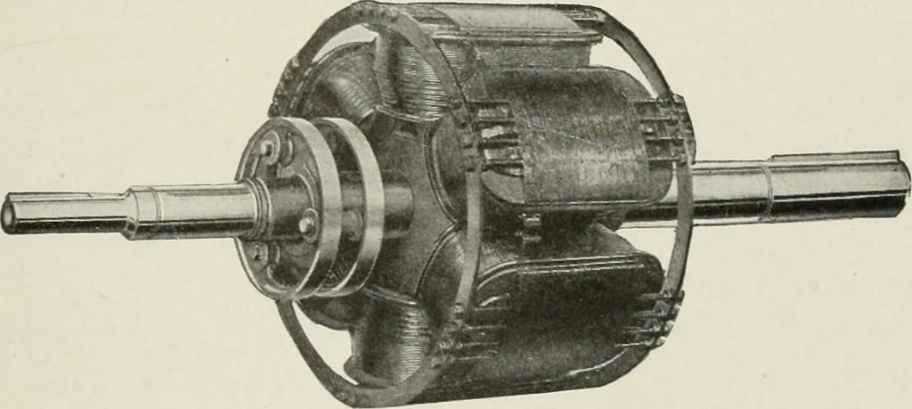 An illustration from Cyclopedia of applied electricity : a general reference work on direct-current generators and motors, storage batteries, electrochemistry, welding, electric wiring, meters, electric lighting, electric railways, power stations, switchboards, power transmission, alternating-current machinery, telegraphy, etc., 1916, leaf 441