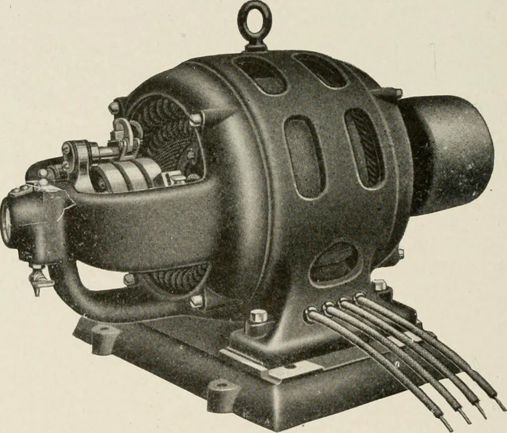 An illustration from Cyclopedia of applied electricity : a general reference work on direct-current generators and motors, storage batteries, electrochemistry, welding, electric wiring, meters, electric lighting, electric railways, power stations, switchboards, power transmission, alternating-current machinery, telegraphy, etc., 1916, leaf 442