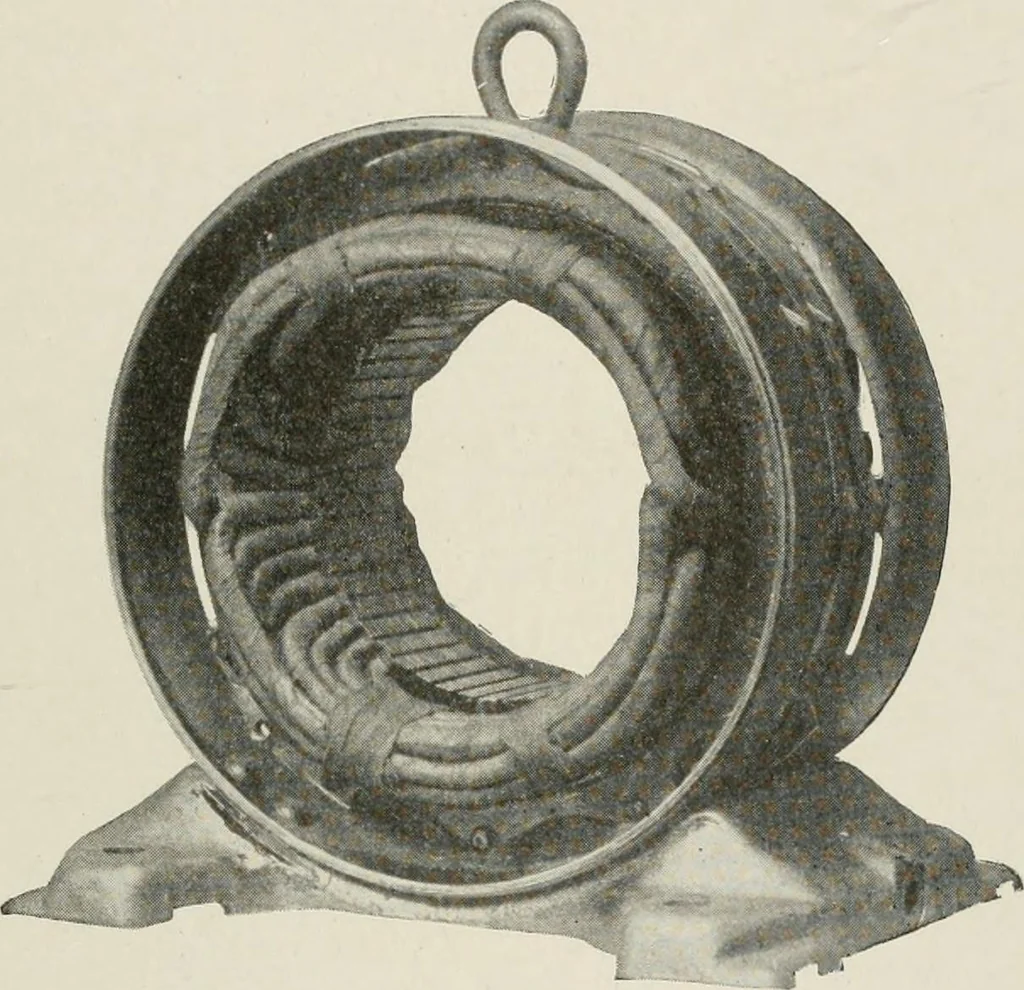 An illustration from Cyclopedia of applied electricity : a general reference work on direct-current generators and motors, storage batteries, electrochemistry, welding, electric wiring, meters, electric lighting, electric railways, power stations, switchboards, power transmission, alternating-current machinery, telegraphy, etc., 1916, leaf 451