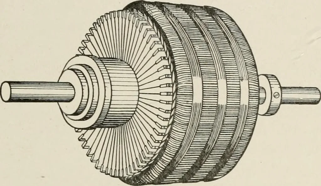 An illustration from Cyclopedia of applied electricity : a general reference work on direct-current generators and motors, storage batteries, electrochemistry, welding, electric wiring, meters, electric lighting, electric railways, power stations, switchboards, power transmission, alternating-current machinery, telegraphy, etc., 1916, leaf 51