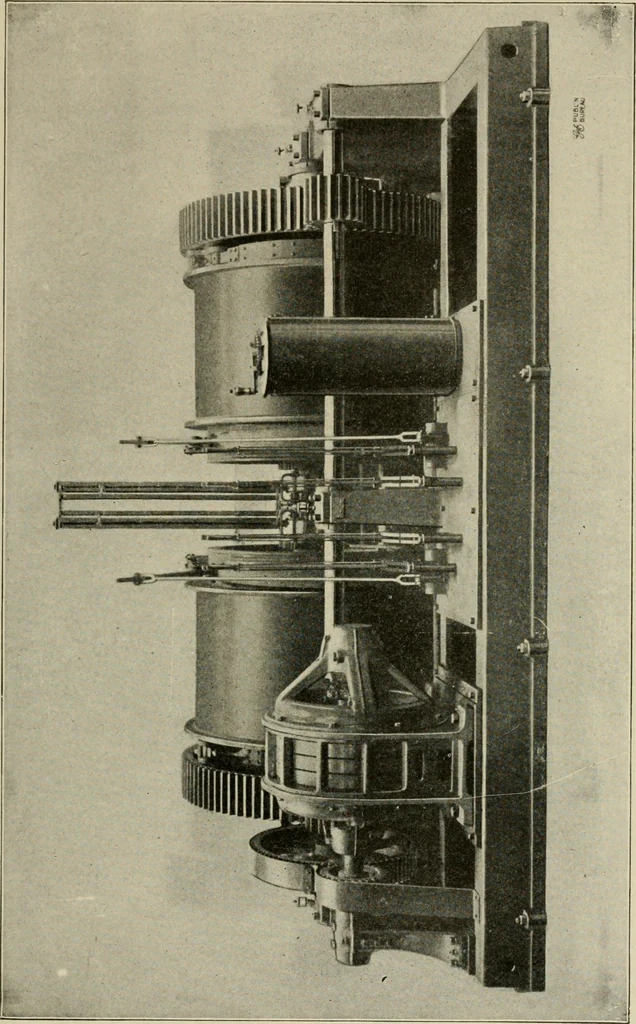 An illustration from Cyclopedia of applied electricity : a general reference work on direct-current generators and motors, storage batteries, electrochemistry, welding, electric wiring, meters, electric lighting, electric railways, power stations, switchboards, power transmission, alternating-current machinery, telegraphy, etc., 1916, leaf 120