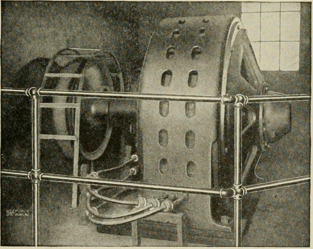 An illustration from Cyclopedia of applied electricity : a general reference work on direct-current generators and motors, storage batteries, electrochemistry, welding, electric wiring, meters, electric lighting, electric railways, power stations, switchboards, power transmission, alternating-current machinery, telegraphy, etc., 1916, leaf 126