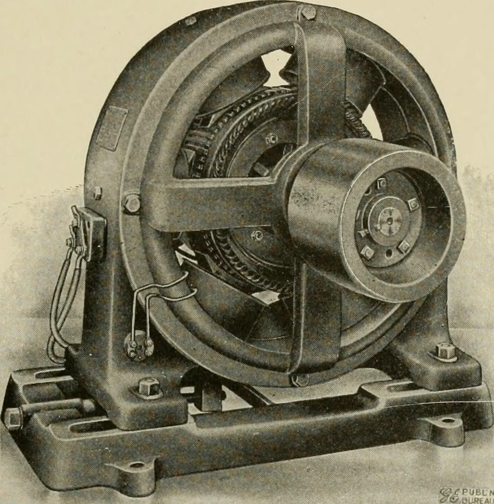 An illustration from Cyclopedia of applied electricity : a general reference work on direct-current generators and motors, storage batteries, electrochemistry, welding, electric wiring, meters, electric lighting, electric railways, power stations, switchboards, power transmission, alternating-current machinery, telegraphy, etc., 1916, leaf 142