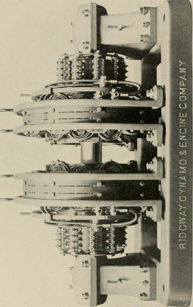 An illustration from Cyclopedia of applied electricity : a general reference work on direct-current generators and motors, storage batteries, electrochemistry, welding, electric wiring, meters, electric lighting, electric railways, power stations, switchboards, power transmission, alternating-current machinery, telegraphy, etc., 1916, leaf 175