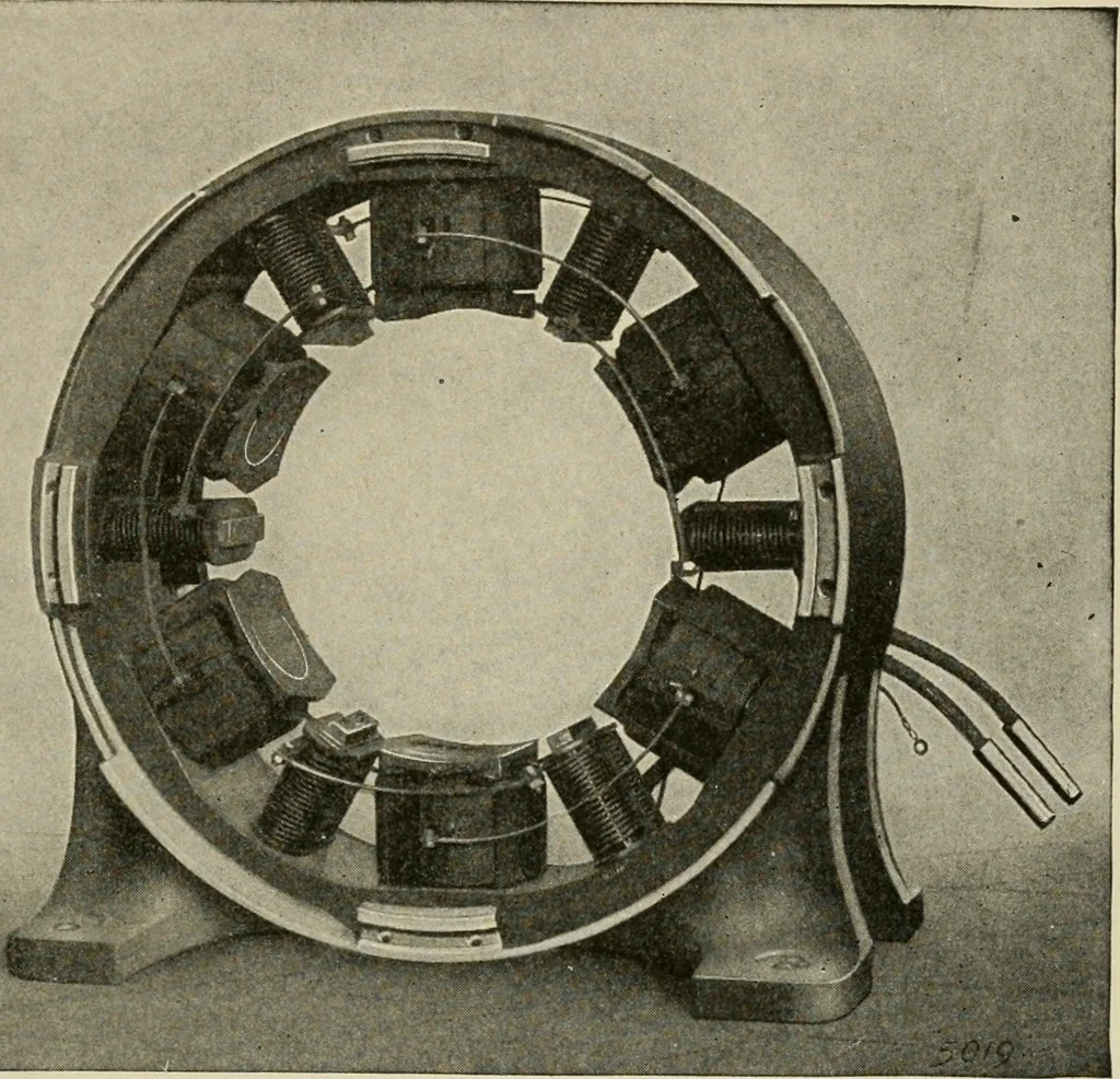 An illustration from Cyclopedia of applied electricity : a general reference work on direct-current generators and motors, storage batteries, electrochemistry, welding, electric wiring, meters, electric lighting, electric railways, power stations, switchboards, power transmission, alternating-current machinery, telegraphy, etc., 1916, leaf 182