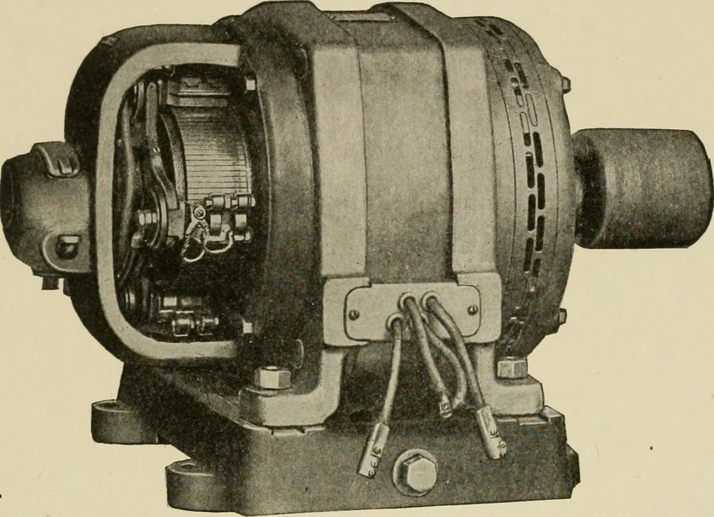 An illustration from Cyclopedia of applied electricity : a general reference work on direct-current generators and motors, storage batteries, electrochemistry, welding, electric wiring, meters, electric lighting, electric railways, power stations, switchboards, power transmission, alternating-current machinery, telegraphy, etc., 1916, leaf 208