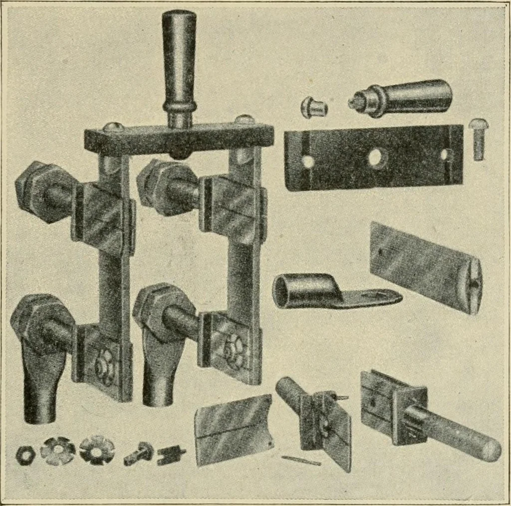 An illustration from Cyclopedia of applied electricity : a general reference work on direct-current generators and motors, storage batteries, electrochemistry, welding, electric wiring, meters, electric lighting, electric railways, power stations, switchboards, power transmission, alternating-current machinery, telegraphy, etc., 1916, leaf 226