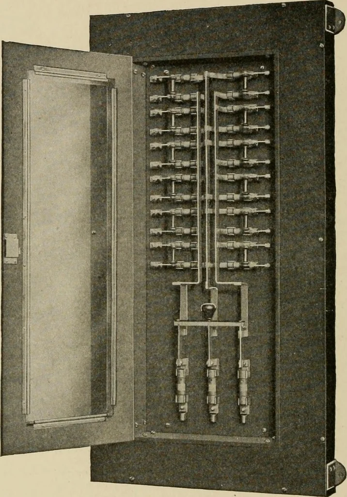 An illustration from Cyclopedia of applied electricity : a general reference work on direct-current generators and motors, storage batteries, electrochemistry, welding, electric wiring, meters, electric lighting, electric railways, power stations, switchboards, power transmission, alternating-current machinery, telegraphy, etc., 1916, leaf 227