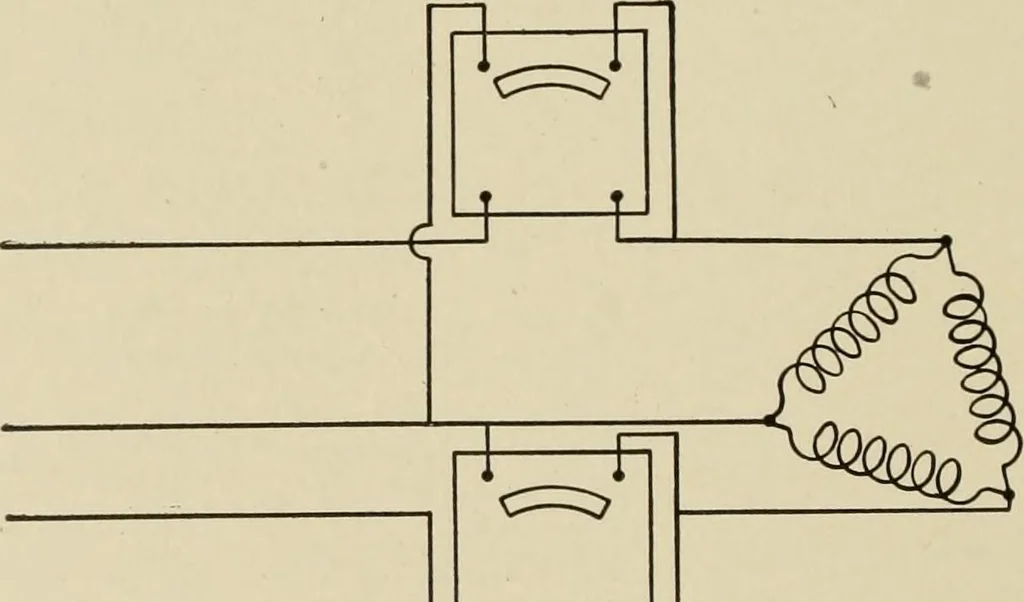 An illustration from Cyclopedia of applied electricity : a general reference work on direct-current generators and motors, storage batteries, electrochemistry, welding, electric wiring, meters, electric lighting, electric railways, power stations, switchboards, power transmission, alternating-current machinery, telegraphy, etc., 1916, leaf 257