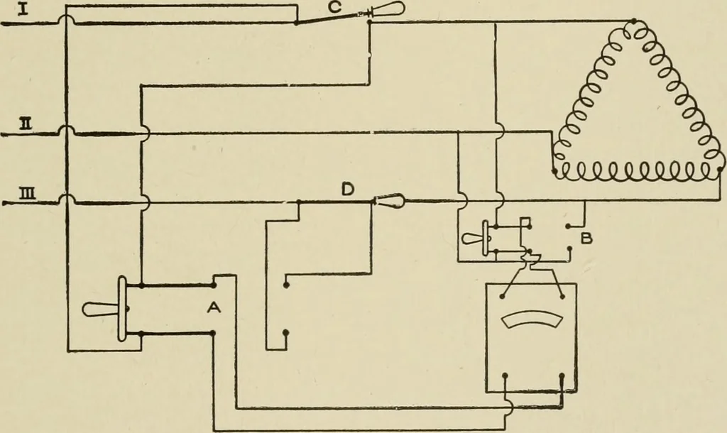 An illustration from Cyclopedia of applied electricity : a general reference work on direct-current generators and motors, storage batteries, electrochemistry, welding, electric wiring, meters, electric lighting, electric railways, power stations, switchboards, power transmission, alternating-current machinery, telegraphy, etc., 1916, leaf 258