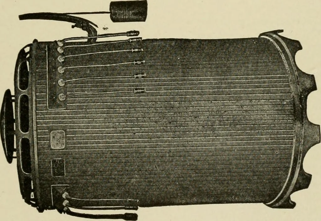 An illustration from Cyclopedia of applied electricity : a general reference work on direct-current generators and motors, storage batteries, electrochemistry, welding, electric wiring, meters, electric lighting, electric railways, power stations, switchboards, power transmission, alternating-current machinery, telegraphy, etc., 1916, leaf 352