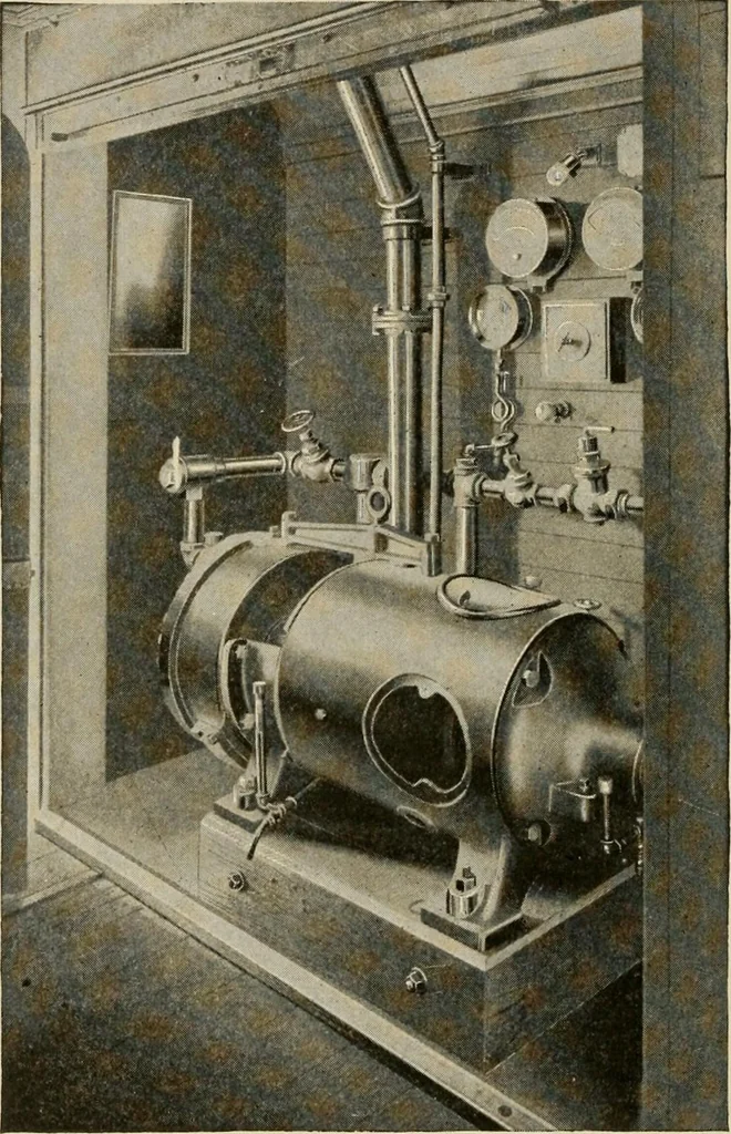 An illustration from Cyclopedia of applied electricity : a general reference work on direct-current generators and motors, storage batteries, electrochemistry, welding, electric wiring, meters, electric lighting, electric railways, power stations, switchboards, power transmission, alternating-current machinery, telegraphy, etc., 1916, leaf 393