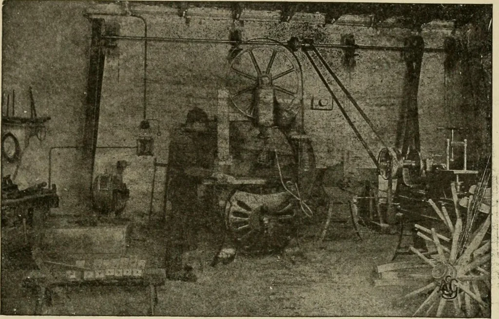An illustration from Cyclopedia of applied electricity : a general reference work on direct-current generators and motors, storage batteries, electrochemistry, welding, electric wiring, meters, electric lighting, electric railways, power stations, switchboards, power transmission, alternating-current machinery, telegraphy, etc., 1916, leaf 442