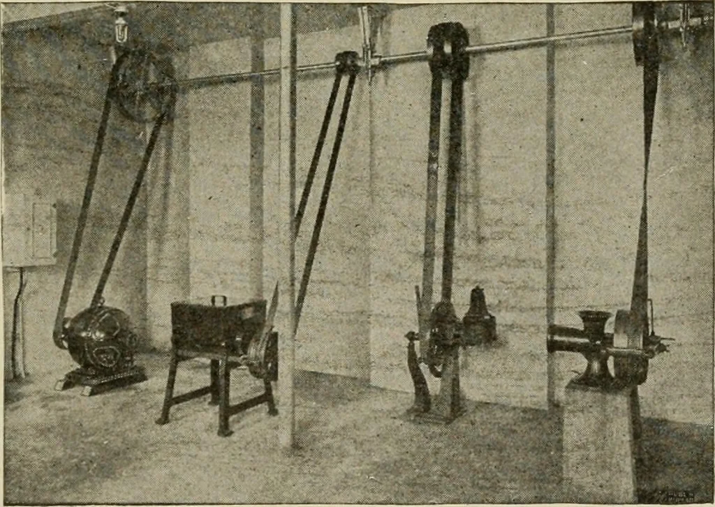 An illustration from Cyclopedia of applied electricity : a general reference work on direct-current generators and motors, storage batteries, electrochemistry, welding, electric wiring, meters, electric lighting, electric railways, power stations, switchboards, power transmission, alternating-current machinery, telegraphy, etc., 1916, leaf 442