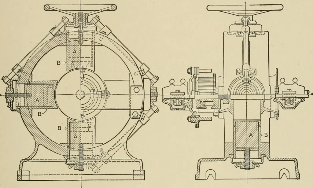 An illustration from Cyclopedia of applied electricity : a general reference work on direct-current generators and motors, storage batteries, electrochemistry, welding, electric wiring, meters, electric lighting, electric railways, power stations, switchboards, power transmission, alternating-current machinery, telegraphy, etc., 1916, leaf 64