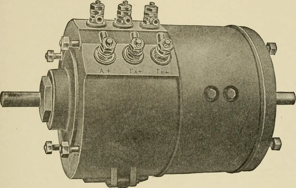 An illustration from Cyclopedia of applied electricity : a general reference work on direct-current generators and motors, storage batteries, electrochemistry, welding, electric wiring, meters, electric lighting, electric railways, power stations, switchboards, power transmission, alternating-current machinery, telegraphy, etc., 1916, leaf 68