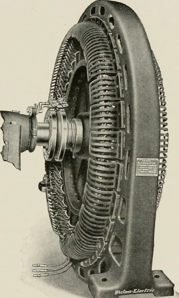 An illustration from Cyclopedia of applied electricity : a general reference work on direct-current generators and motors, storage batteries, electrochemistry, welding, electric wiring, meters, electric lighting, electric railways, power stations, switchboards, power transmission, alternating-current machinery, telegraphy, etc., 1916, leaf 140