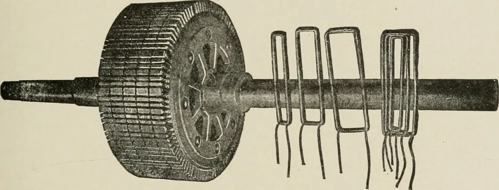 An illustration from Cyclopedia of applied electricity : a general reference work on direct-current generators and motors, storage batteries, electrochemistry, welding, electric wiring, meters, electric lighting, electric railways, power stations, switchboards, power transmission, alternating-current machinery, telegraphy, etc., 1916, leaf 186