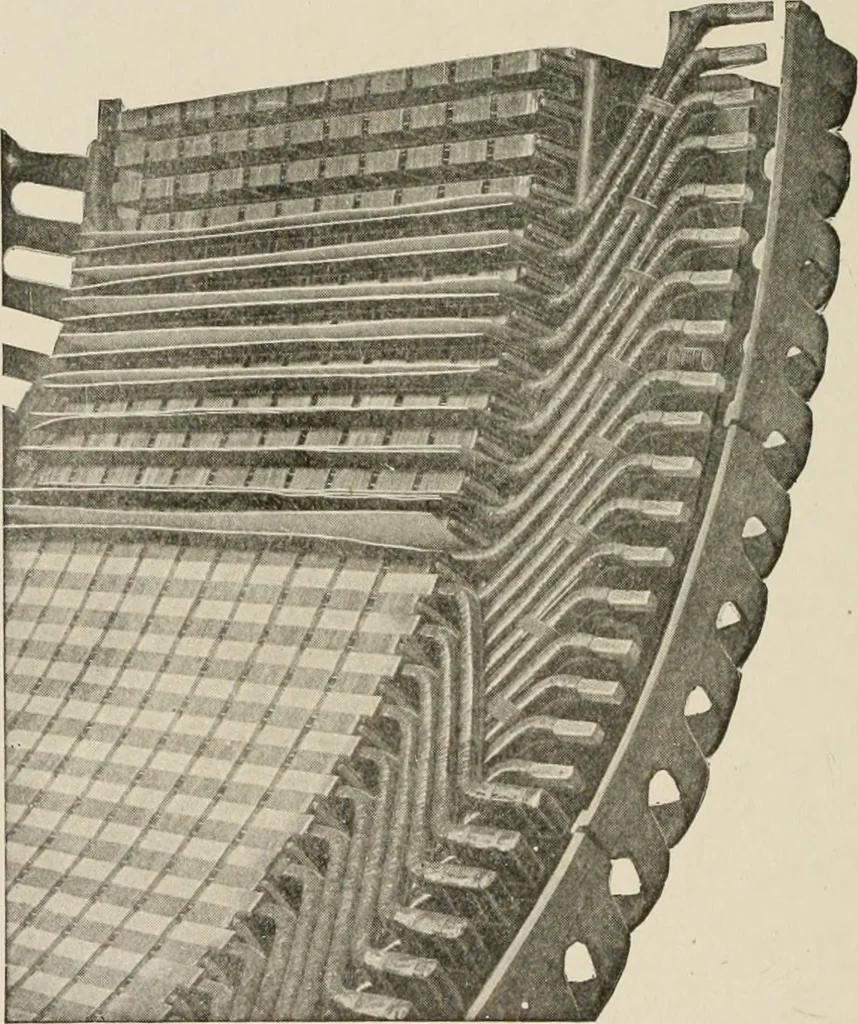 An illustration from Cyclopedia of applied electricity : a general reference work on direct-current generators and motors, storage batteries, electrochemistry, welding, electric wiring, meters, electric lighting, electric railways, power stations, switchboards, power transmission, alternating-current machinery, telegraphy, etc., 1916, leaf 193