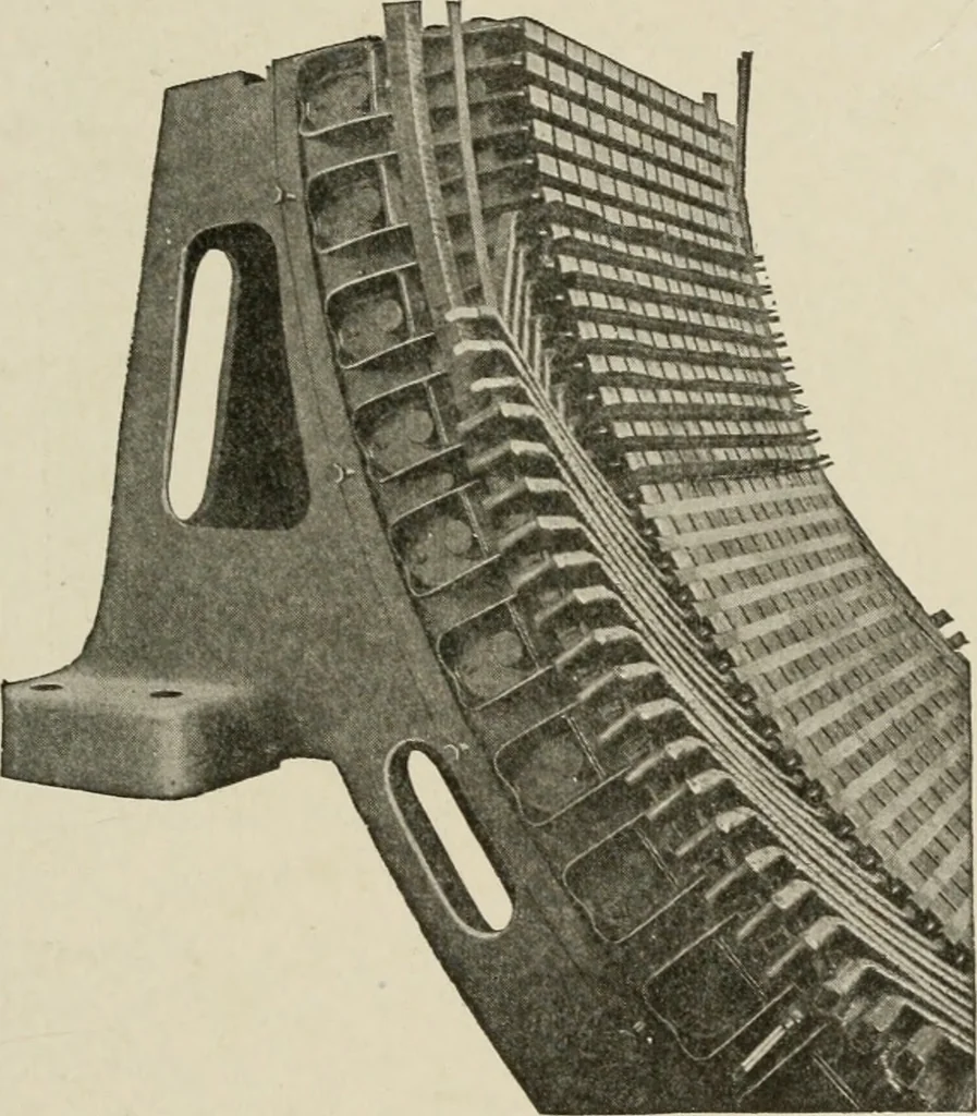 An illustration from Cyclopedia of applied electricity : a general reference work on direct-current generators and motors, storage batteries, electrochemistry, welding, electric wiring, meters, electric lighting, electric railways, power stations, switchboards, power transmission, alternating-current machinery, telegraphy, etc., 1916, leaf 196