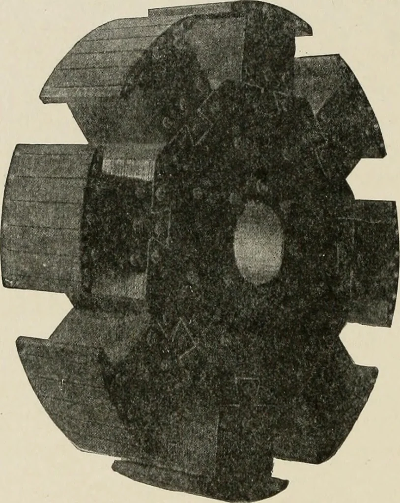 An illustration from Cyclopedia of applied electricity : a general reference work on direct-current generators and motors, storage batteries, electrochemistry, welding, electric wiring, meters, electric lighting, electric railways, power stations, switchboards, power transmission, alternating-current machinery, telegraphy, etc., 1916, leaf 199