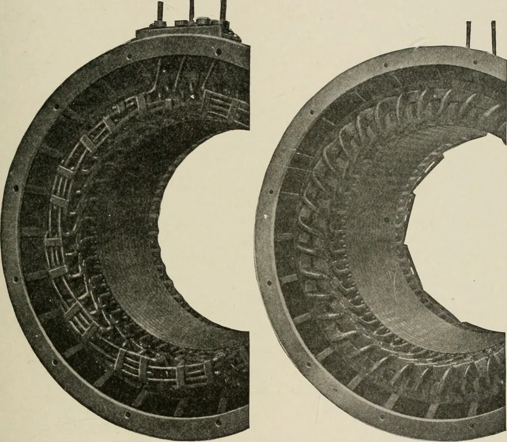 An illustration from Cyclopedia of applied electricity : a general reference work on direct-current generators and motors, storage batteries, electrochemistry, welding, electric wiring, meters, electric lighting, electric railways, power stations, switchboards, power transmission, alternating-current machinery, telegraphy, etc., 1916, leaf 214