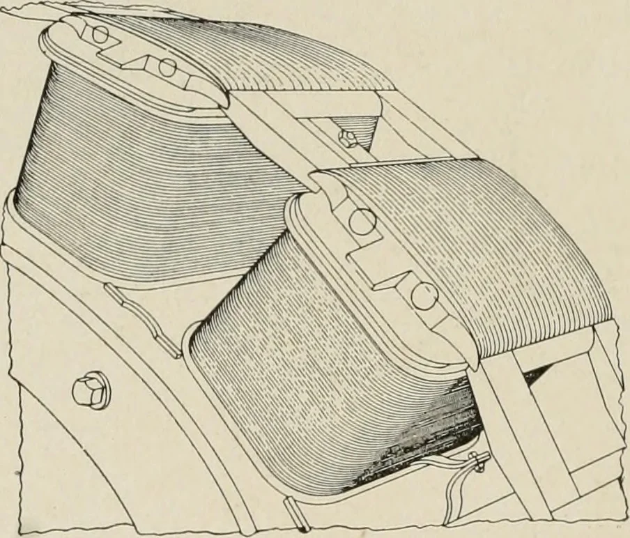 An illustration from Cyclopedia of applied electricity : a general reference work on direct-current generators and motors, storage batteries, electrochemistry, welding, electric wiring, meters, electric lighting, electric railways, power stations, switchboards, power transmission, alternating-current machinery, telegraphy, etc., 1916, leaf 269